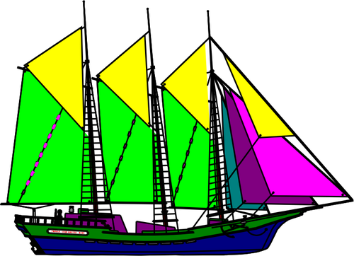 Färgglada segelbåt