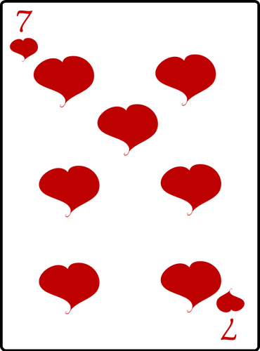 Семь из сердца карточные векторной графики