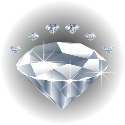 Piedra de diamante rodeado de dibujo vectorial de diamantes
