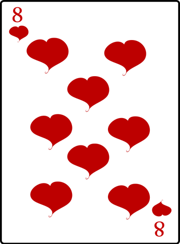 Delapan dari hati bermain kartu vektor ilustrasi