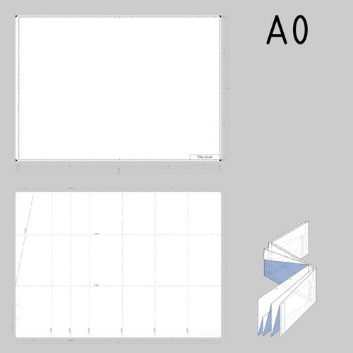 Ilustração em vetor desenhos técnicos papel modelo de tamanho a0