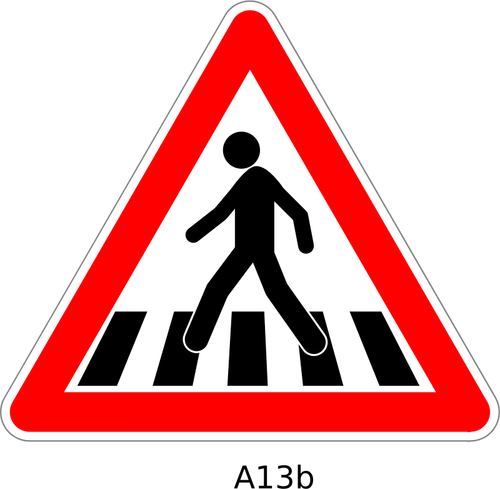 Verkeersbord waarschuwing voetgangersoversteekplaats vector tekening