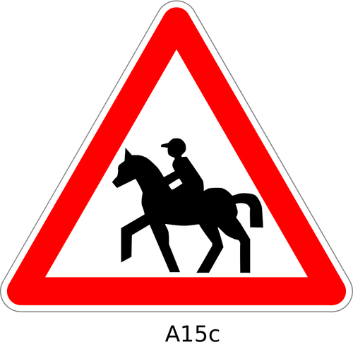 Cavalier de cheval sur la route le trafic sign vector image