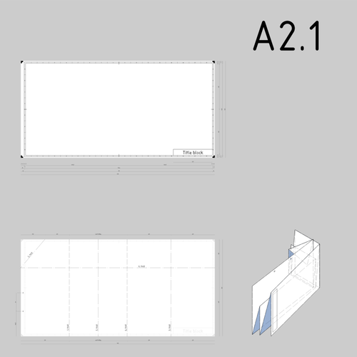 A2.1 formaat technische tekeningen papier sjabloon vector illustraties