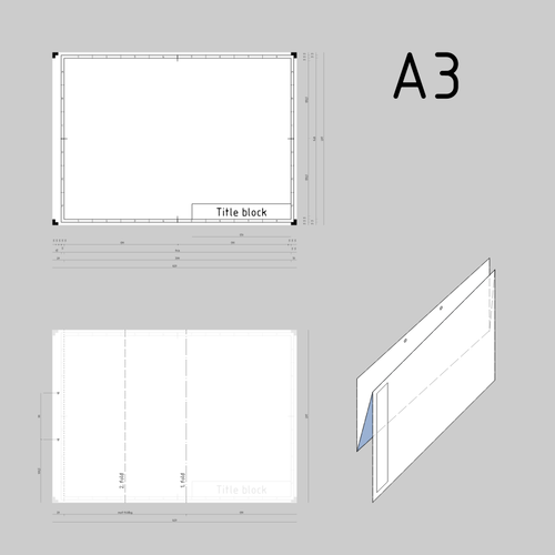 A3 Größe technische Zeichnungen Papier Vorlage Vektor-ClipArt