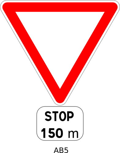 Stop in 150m road sign vector image