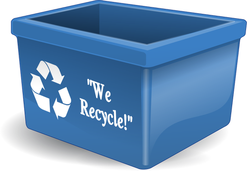 Ilustracja wektorowa niebieski tworzyw sztucznych, recyklingu bin