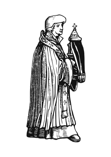Prêtre médiévale avec le vecteur de sacrement