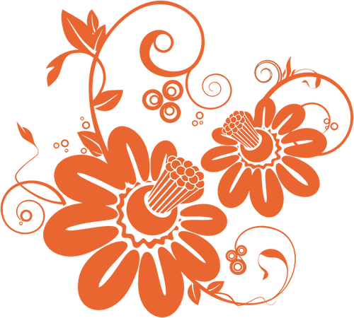Desenho de vetores de duas flores laranja