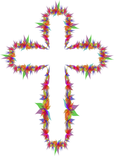 Abstrakte Blumen am Kreuz