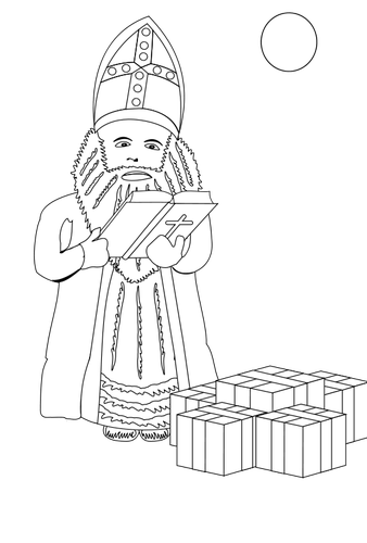 Sinterklaas cu cadouri de desen vector