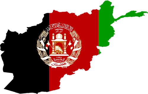 Drapelul Afganistanului şi hartă