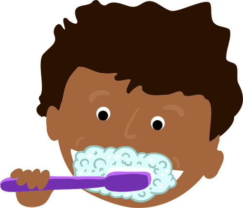 Niño africano cepillarse los dientes