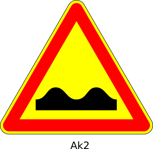 Gambar vektor tanda segitiga sementara jalan jalan bergelombang
