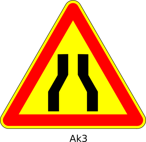 Vektorové ilustrace silnice zúží napřed dočasné trojúhelníkové dopravní značka