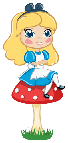 Алиса на грибной векторное изображение