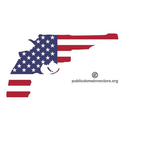 Pistol dengan bendera Amerika Serikat