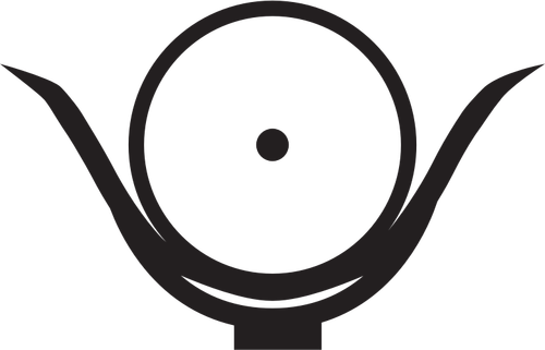 Lingkaran dengan titik dalam mangkuk berbentuk wadah vektor ilustrasi