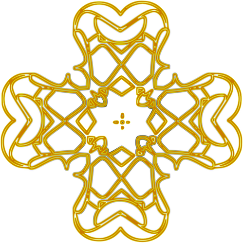 Golden arrotondato Croce contorno vettoriale clipart