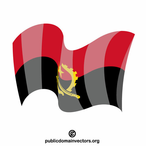 Angolas statsflagga viftar