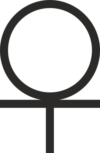 Ankh Cruz imagem de vetor de hieróglifo de círculo abaixo de 3/4