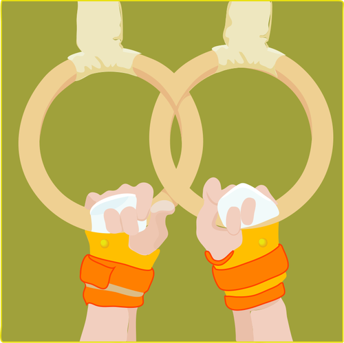 Dessin des mains du gymnaste tenue gymnastique anneaux vectoriel