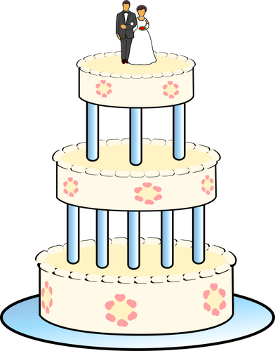 Disegno della torta di nozze livello tre