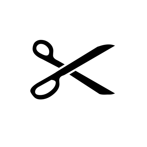 Imagem vetorial de uma tesoura aberta, em preto e branco