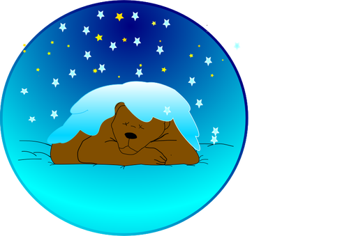 Ours brun dormir en dessin vectoriel de hiver