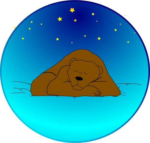 Brauner Bär schlafen unter Sternen-Vektor-ClipArt