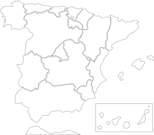Vector afbeelding van de kaart van Spaanse regio 