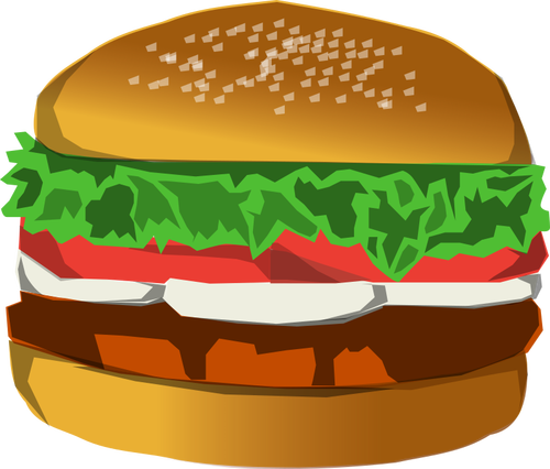Hamburger met sla en tomaat