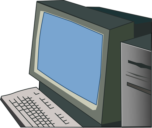 Desktop computer vector drawing
