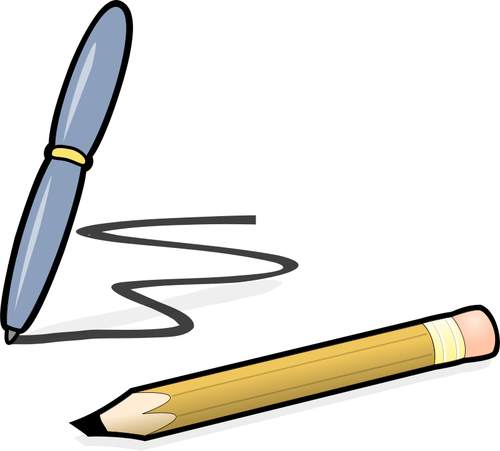 ग्रेफाइट पेंसिल और पेन वेक्टर चित्रण