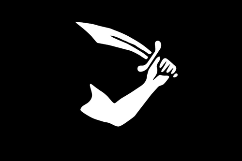 Pirátská vlajka arm a meč vektorový obrázek