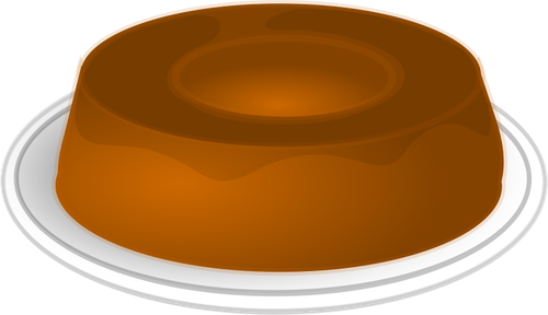 Puding karamel pada gambar vektor piring