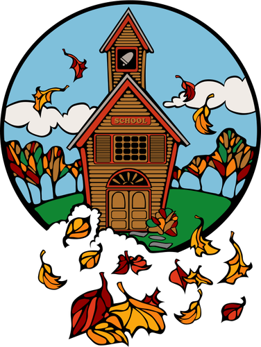 Schule im Herbst-Vektor-Illustration