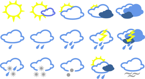 Weather forecast symbols collection vectors