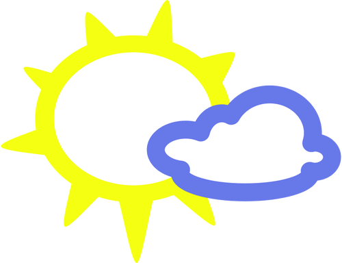 일부 구름 날씨 기호 벡터 이미지와 햇살