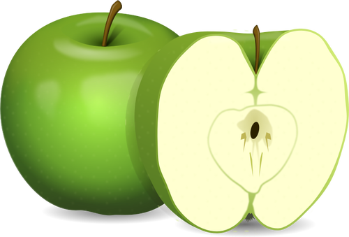 वेक्टर छवि सेब और सेब के आधे में कटौती