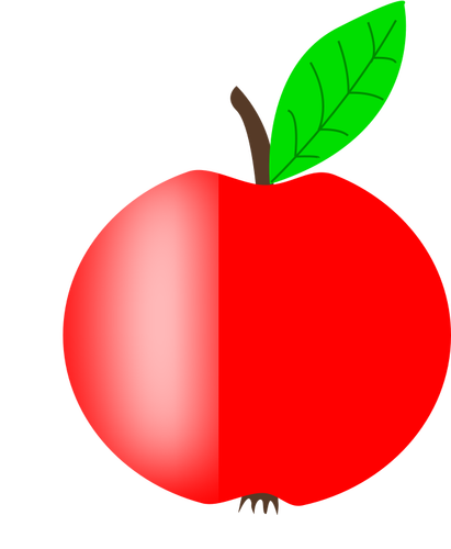 Imagem vetorial de maçã vermelha com uma folha verde