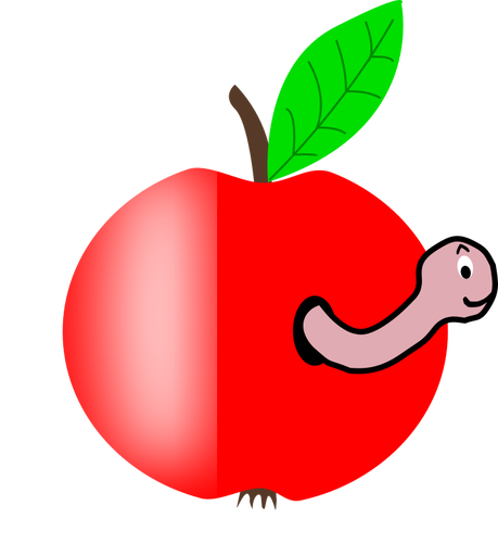 Pomme rouge avec une illustration de vecteur vert feuille