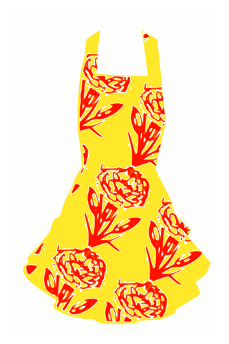 빈티지 노란색과 빨간색 드레스