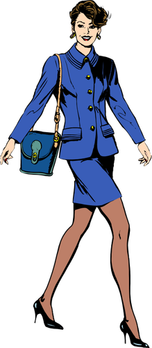 Vector drawing of business woman in a blue suit