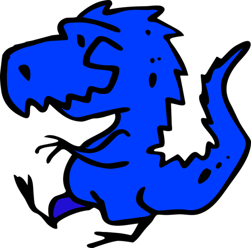 Kuva abstraktista sinisestä dinosauruksesta