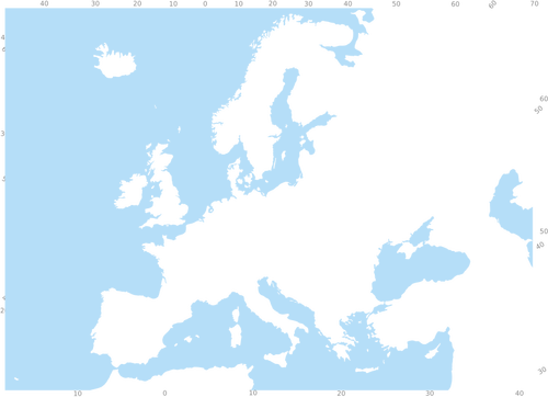 Seni klip biru dan putih peta Eropa