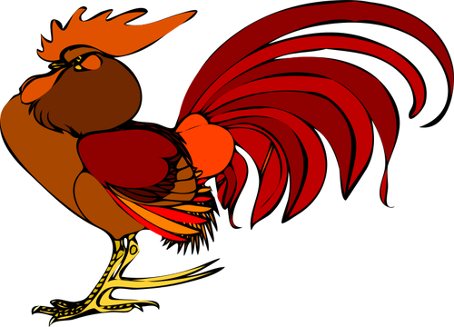 Ilustración de color de un gallo