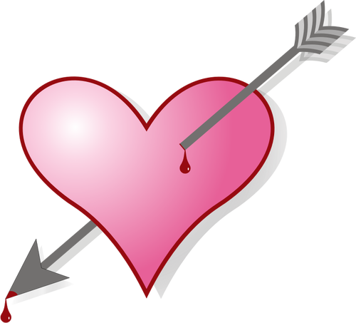 Vektorgrafikk utklipp av et hjerte gjennomboret med en pil