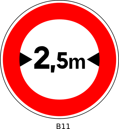 رسومات متجهة لعدم وصول المركبات التي يتجاوز عرضها علامة حركة المرور 2,5 متر