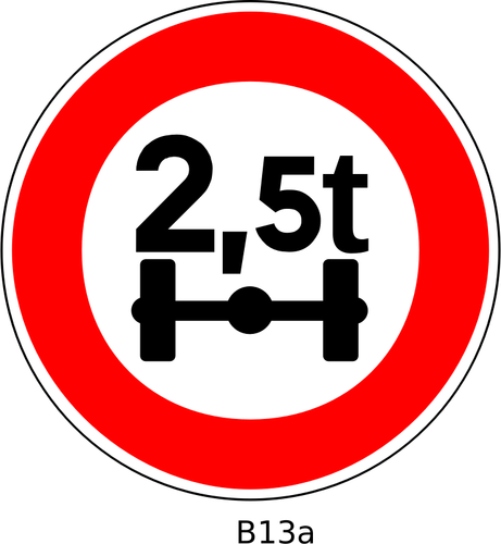 Vector de la imagen de ningún acceso para los vehículos cuyo peso eje excede la señal de tráfico de 2,5 toneladas